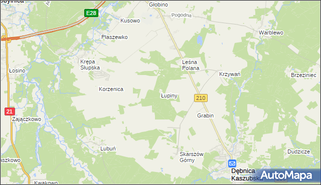 mapa Łupiny gmina Słupsk, Łupiny gmina Słupsk na mapie Targeo