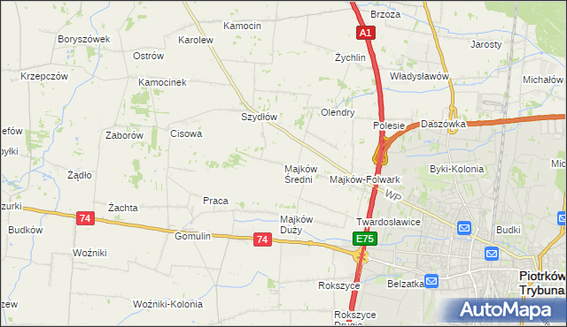 mapa Majków Średni, Majków Średni na mapie Targeo