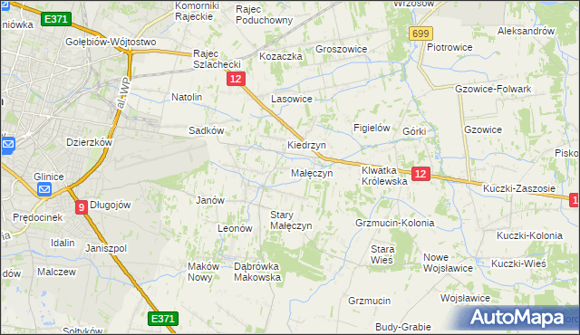 mapa Małęczyn gmina Gózd, Małęczyn gmina Gózd na mapie Targeo