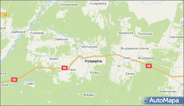 mapa Małoszyce gmina Poświętne, Małoszyce gmina Poświętne na mapie Targeo