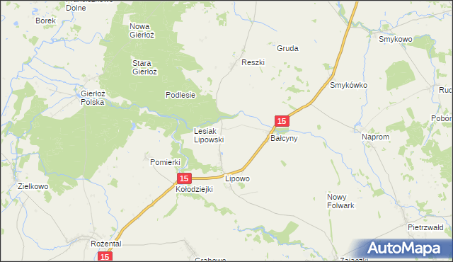 mapa Marynowo gmina Ostróda, Marynowo gmina Ostróda na mapie Targeo