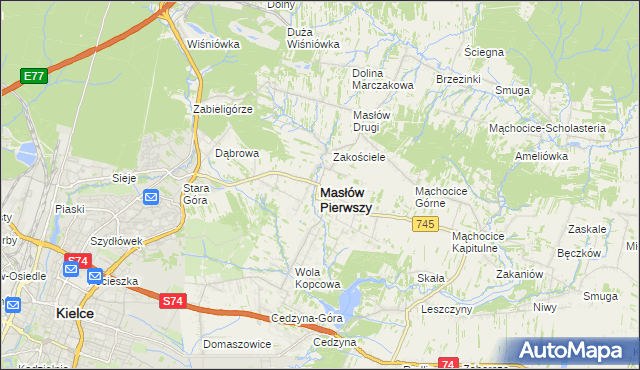 mapa Masłów Pierwszy, Masłów Pierwszy na mapie Targeo