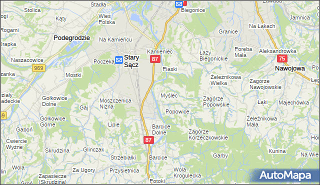 mapa Myślec, Myślec na mapie Targeo