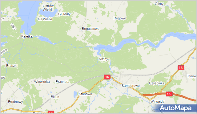 mapa Niziny gmina Iława, Niziny gmina Iława na mapie Targeo