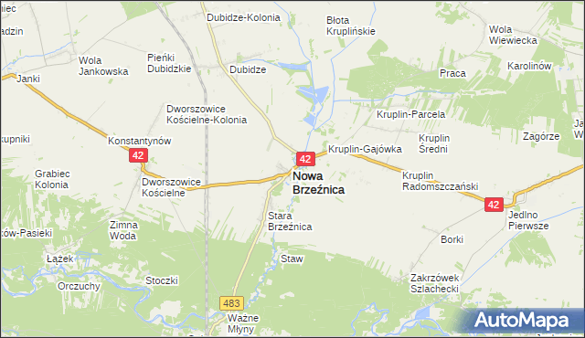 mapa Nowa Brzeźnica, Nowa Brzeźnica na mapie Targeo