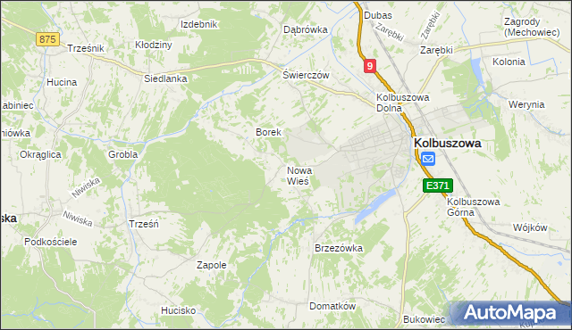 mapa Nowa Wieś gmina Kolbuszowa, Nowa Wieś gmina Kolbuszowa na mapie Targeo