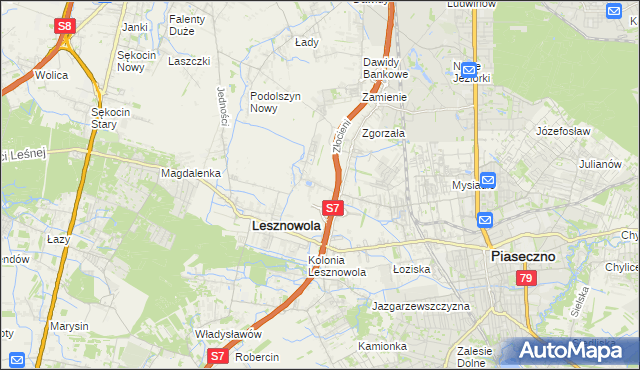 mapa Nowa Wola gmina Lesznowola, Nowa Wola gmina Lesznowola na mapie Targeo