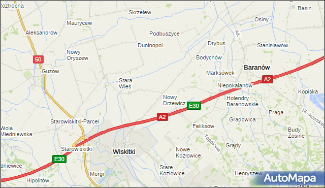 mapa Nowy Drzewicz, Nowy Drzewicz na mapie Targeo