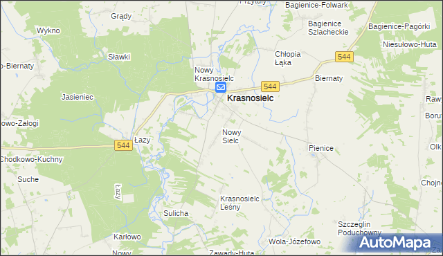 mapa Nowy Sielc gmina Krasnosielc, Nowy Sielc gmina Krasnosielc na mapie Targeo