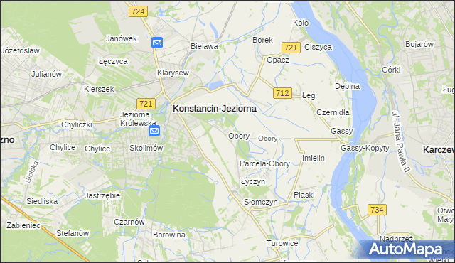 mapa Obory gmina Konstancin-Jeziorna, Obory gmina Konstancin-Jeziorna na mapie Targeo