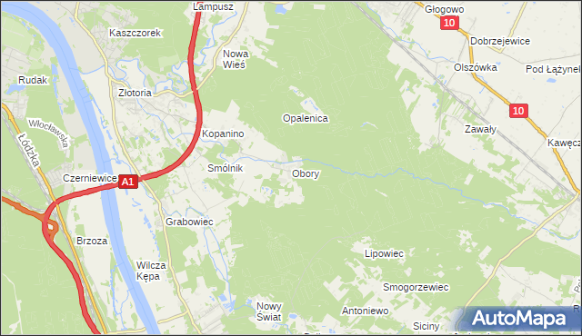 mapa Obory gmina Obrowo, Obory gmina Obrowo na mapie Targeo