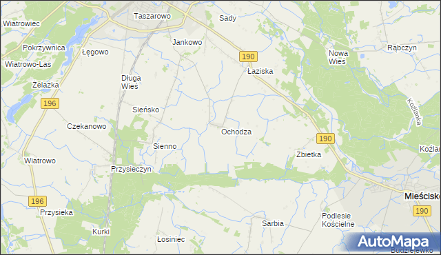 mapa Ochodza gmina Wągrowiec, Ochodza gmina Wągrowiec na mapie Targeo