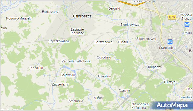 mapa Ogrodniki gmina Choroszcz, Ogrodniki gmina Choroszcz na mapie Targeo