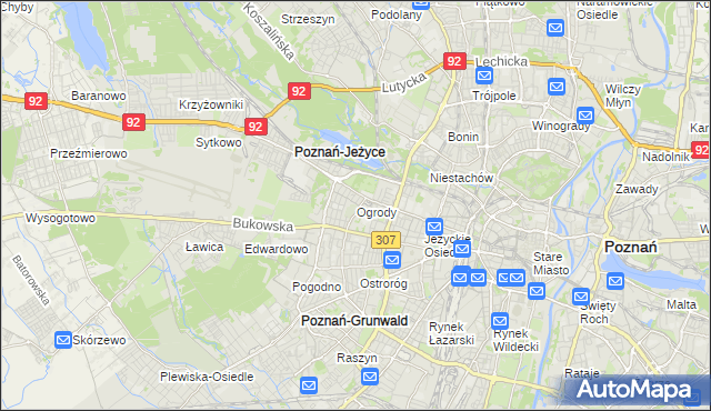 mapa Ogrody gmina Poznań, Ogrody gmina Poznań na mapie Targeo