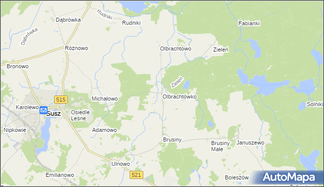 mapa Olbrachtówko, Olbrachtówko na mapie Targeo