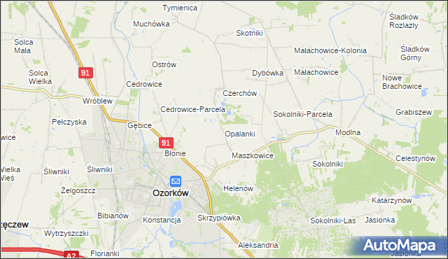 mapa Opalanki gmina Ozorków, Opalanki gmina Ozorków na mapie Targeo