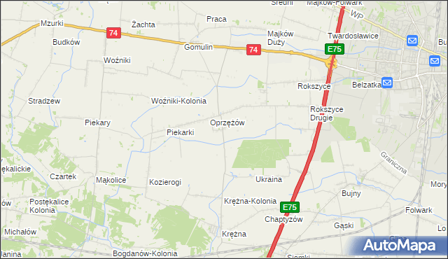 mapa Oprzężów Kolonia, Oprzężów Kolonia na mapie Targeo