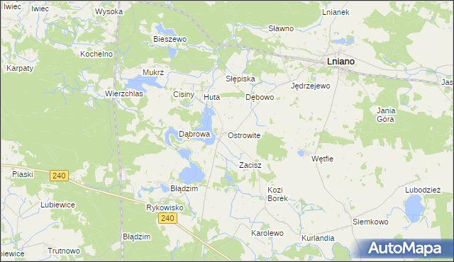 mapa Ostrowite gmina Lniano, Ostrowite gmina Lniano na mapie Targeo