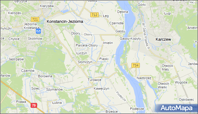 mapa Piaski gmina Konstancin-Jeziorna, Piaski gmina Konstancin-Jeziorna na mapie Targeo