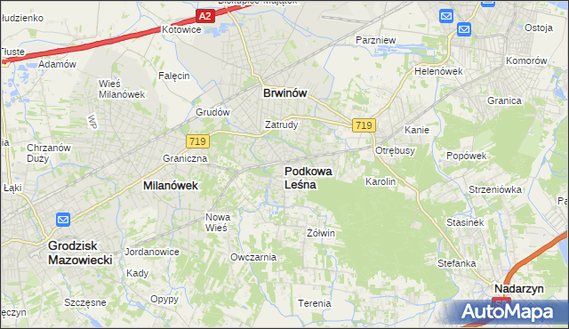 mapa Podkowa Leśna, Podkowa Leśna na mapie Targeo