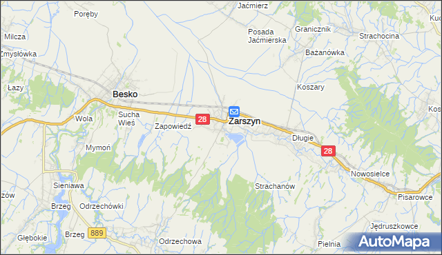 mapa Posada Zarszyńska, Posada Zarszyńska na mapie Targeo