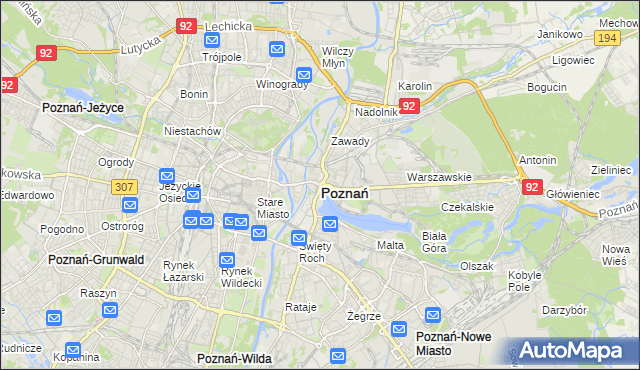 mapa Poznania, Poznań na mapie Targeo