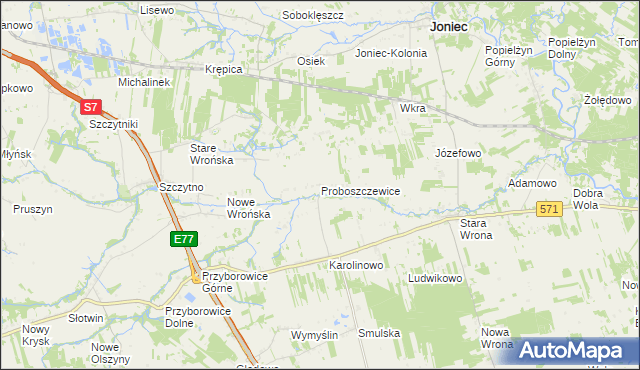mapa Proboszczewice, Proboszczewice na mapie Targeo