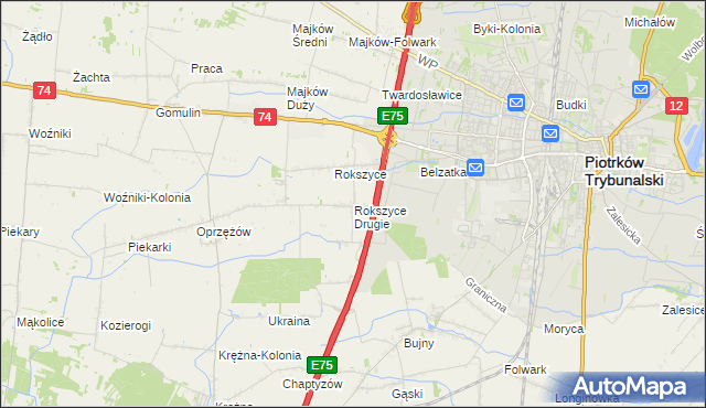 mapa Rokszyce Drugie, Rokszyce Drugie na mapie Targeo