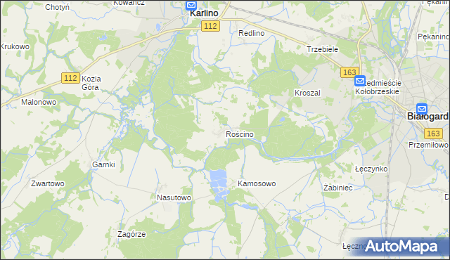 mapa Rościno, Rościno na mapie Targeo