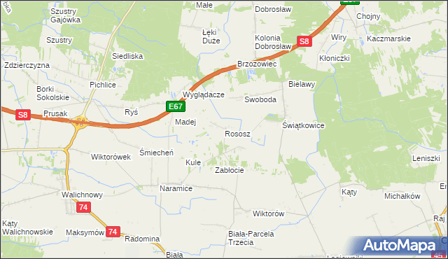 mapa Rososz gmina Biała, Rososz gmina Biała na mapie Targeo