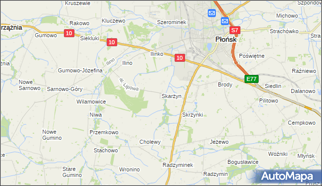 mapa Skarżyn gmina Płońsk, Skarżyn gmina Płońsk na mapie Targeo