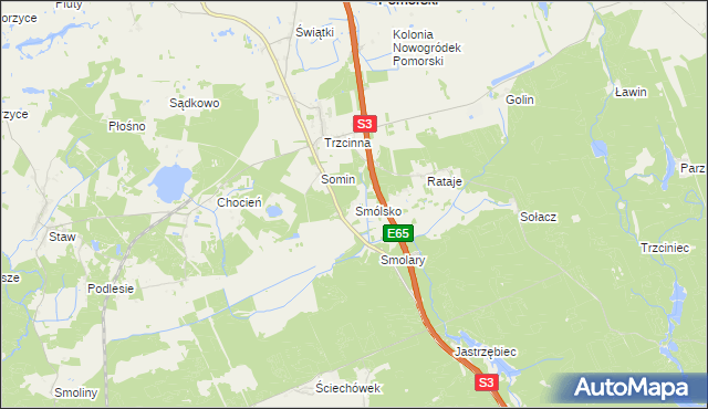 mapa Smólsko gmina Nowogródek Pomorski, Smólsko gmina Nowogródek Pomorski na mapie Targeo