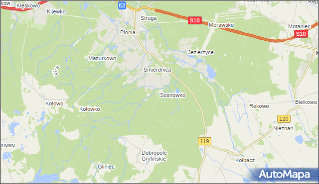 mapa Sosnówko gmina Stare Czarnowo, Sosnówko gmina Stare Czarnowo na mapie Targeo