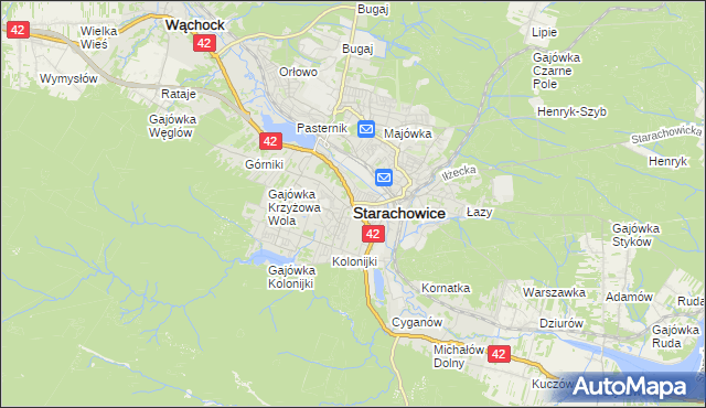 mapa Starachowic, Starachowice na mapie Targeo
