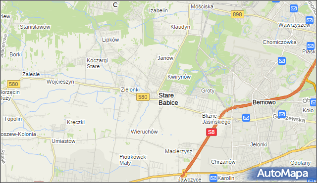 mapa Stare Babice, Stare Babice na mapie Targeo