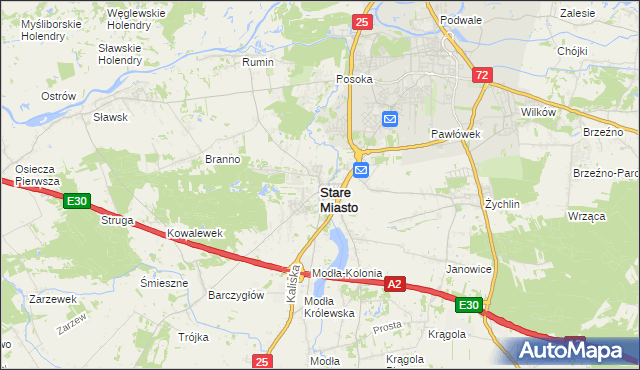 mapa Stare Miasto powiat koniński, Stare Miasto powiat koniński na mapie Targeo