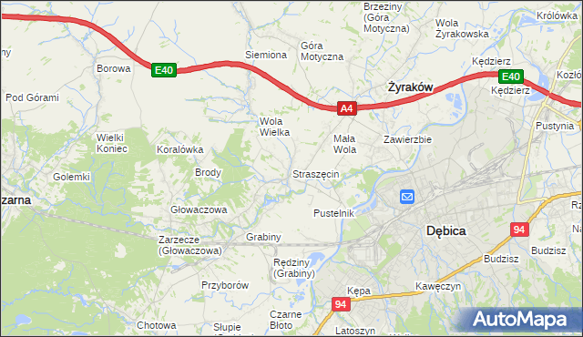 mapa Straszęcin, Straszęcin na mapie Targeo