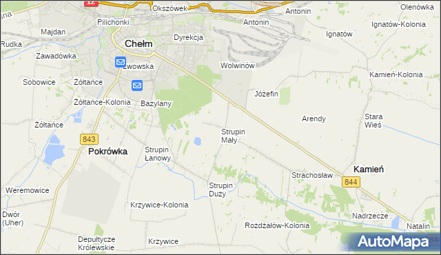 mapa Strupin Mały, Strupin Mały na mapie Targeo