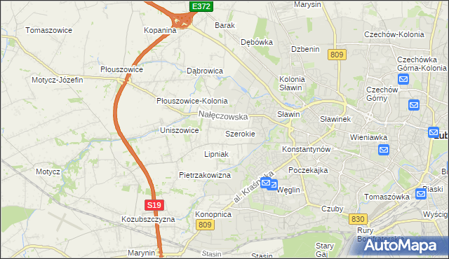 mapa Szerokie gmina Konopnica, Szerokie gmina Konopnica na mapie Targeo