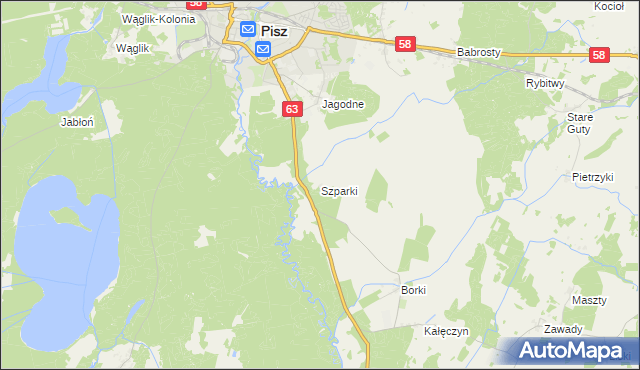 mapa Szparki, Szparki na mapie Targeo