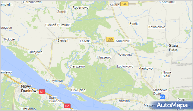 mapa Ulaszewo, Ulaszewo na mapie Targeo