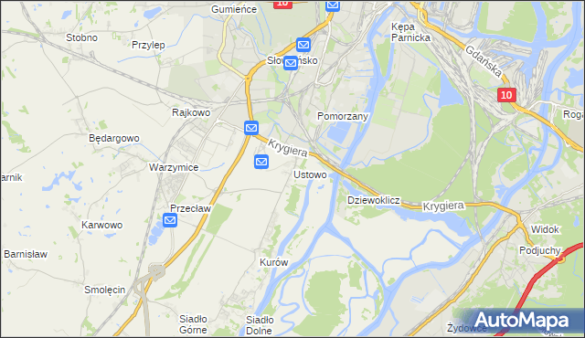 mapa Ustowo, Ustowo na mapie Targeo