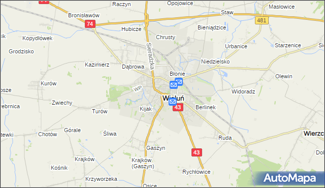 mapa Wieluń, Wieluń na mapie Targeo