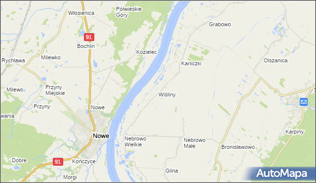 mapa Wiśliny, Wiśliny na mapie Targeo