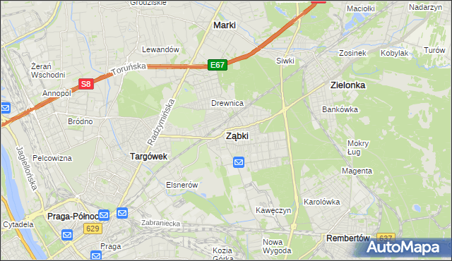 mapa Ząbki powiat wołomiński, Ząbki powiat wołomiński na mapie Targeo