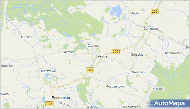 mapa Zaleskie gmina Ustka, Zaleskie gmina Ustka na mapie Targeo