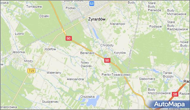 mapa Zazdrość gmina Radziejowice, Zazdrość gmina Radziejowice na mapie Targeo