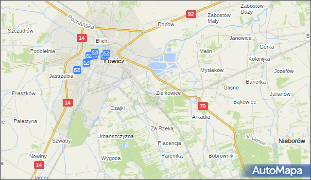 mapa Zielkowice, Zielkowice na mapie Targeo