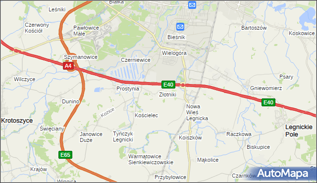 mapa Złotniki gmina Krotoszyce, Złotniki gmina Krotoszyce na mapie Targeo