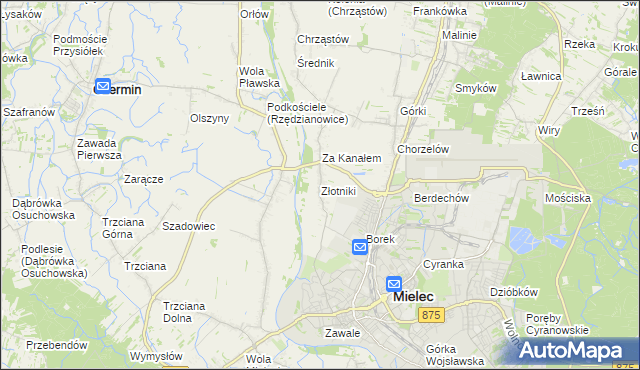 mapa Złotniki gmina Mielec, Złotniki gmina Mielec na mapie Targeo